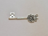 Фурнітура металева Ключ з короною плоский срібний