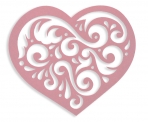 Декор з фетру Мереживне серце рожеве, 12*16 см, 10 шт в пак