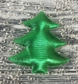 Декор текстильний Ялинка зелена, блискуча, 5 см, 25 шт/уп
