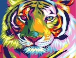 Набір для творчості зі стразами на картоні 5D Райдужний тигр 21*25 см