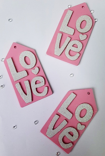 Декоративний виріб Бірка Love 8 см, 20 шт в пак., рожева/У