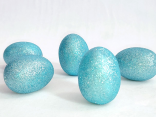 Декоративний виріб Яйце з глітером, блакитне, 7 см