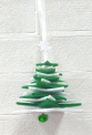 Декоратива прикраса підвіска Ялинка Зірка 3D, зелено-біла, 20 см