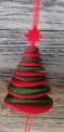 Декоратива прикраса підвіска Ялинка Коло 3D, червоно-зелена, 20 см