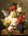 Натюрморт квіти та фрукти, Jan Frans van Dael, 30*40 см. Набір для творчості зі стразами на підрамнику