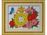 Набір для вишивання хрестом Годинник з метеликом і трояндами