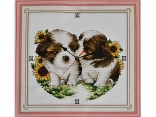 Набір для вишивання хрестом Годинник Собачки з соняшниками